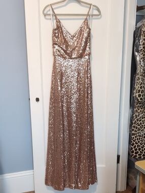 Revelry | Dresses | Revelry Womens Size4 Dawson Rose Gold Sequin Embellished Brides Maid Dress
